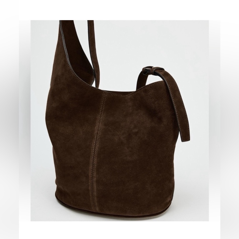 Zara Asymmetric Soft Suede Shoulder Bag - Picture 3 of 4
